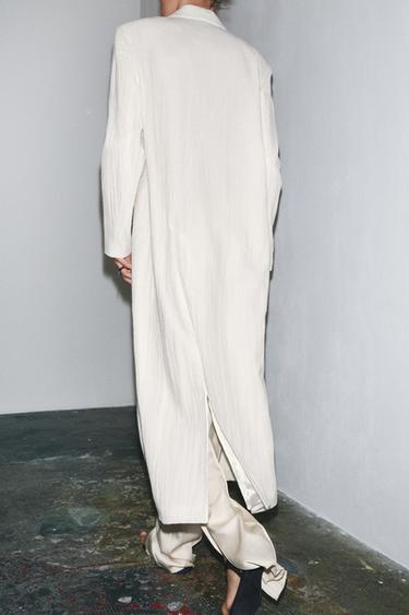 ZW COLLECTION LINEN FROCK COAT - Oyster-white by Zara - Image 3