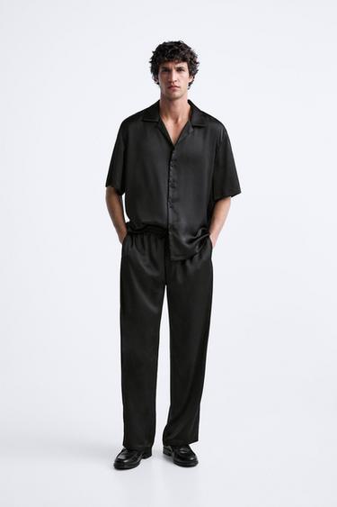 АТЛАСНАЯ РУБАШКА — ЧЕРНЫЙ от Zara — изображение 0