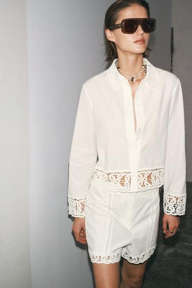 ZW COLLECTION CROCHET BERMUDA SHORTS - White by Zara - Image 4