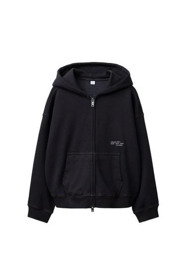 GARMENT DYE ZIP-UP HOODIE - Mid-grey by Zara