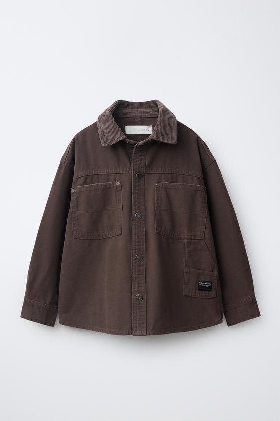 SOBRECAMISA CUELLO PANA - Marrón chocolate de Zara - Imagen 0
