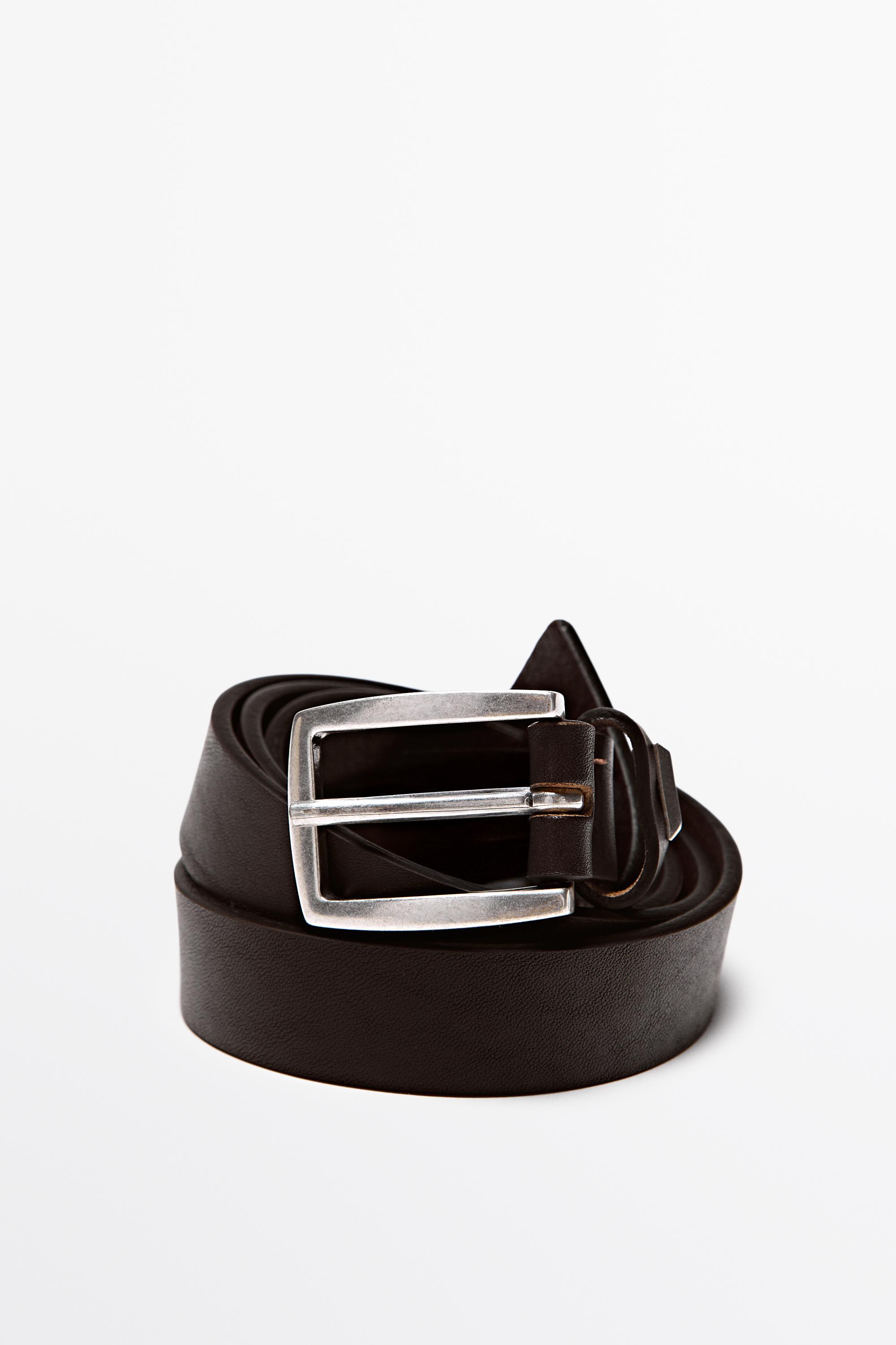 Ceinture boucle rectangulaire cuir nappa