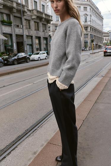 PULL EN MAILLE BIMATIÈRE - Gris chiné de Zara - Image 3