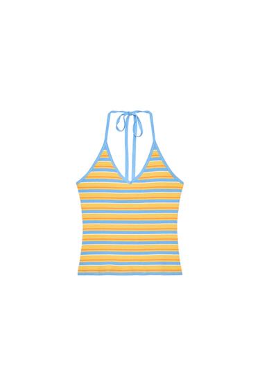 TOP HALTER RAYAS - Multicolor de Zara