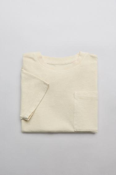 CAMISETA GARMENT DYE COM BOLSO - Cru da Zara