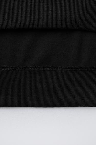 ENSEMBLE SWEAT ET PANTALON EN MOLLETON À JAMBES LARGES UNIE - Noir de Zara - Image 7
