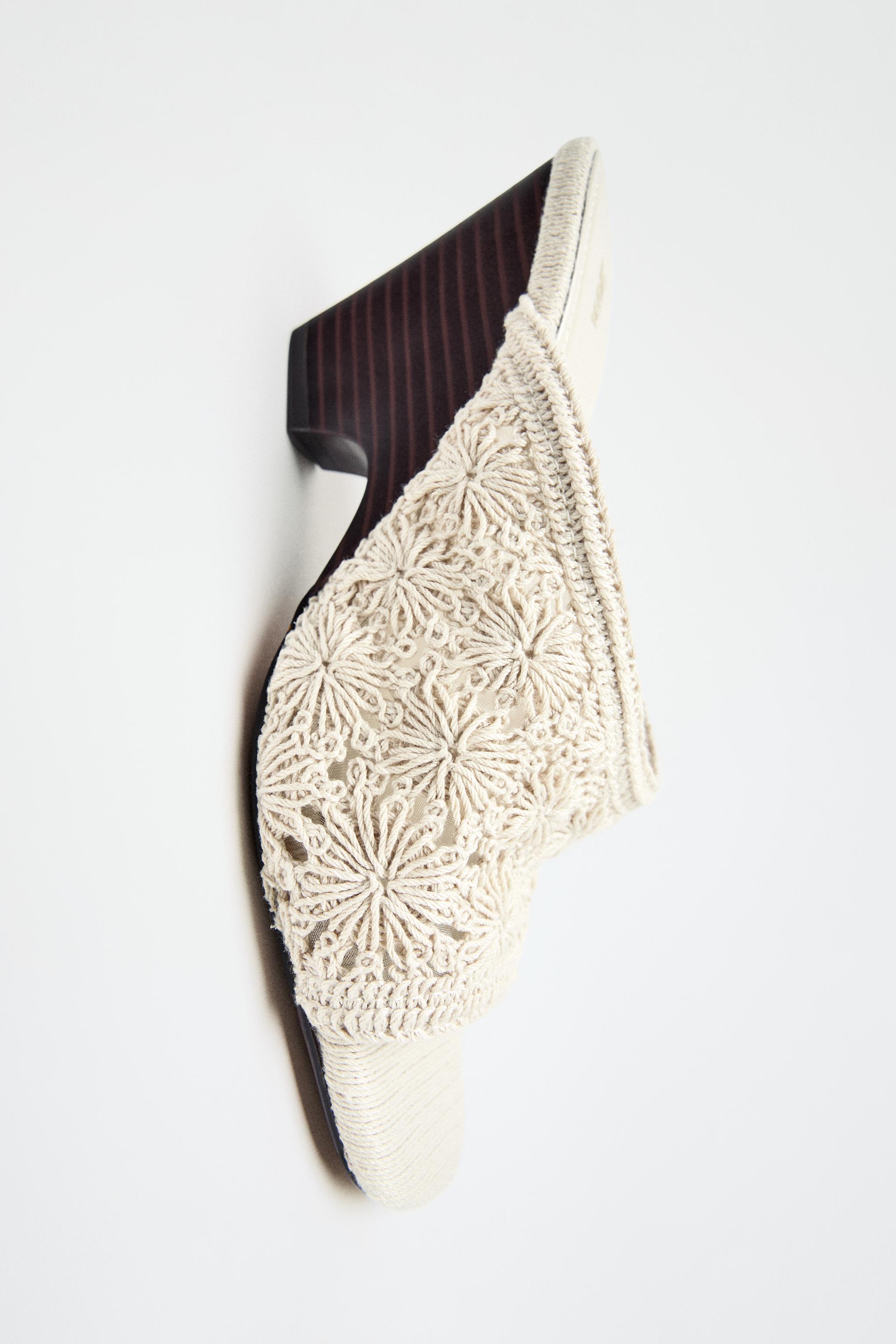 CROCHET WEDGE SANDALS