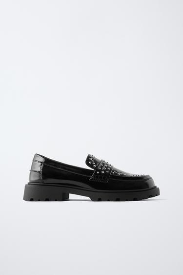 STUDDED LOAFERS - Black by Zara