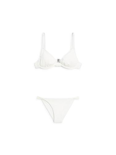 Zara Gathered bikini top with underwire - Oyster-white