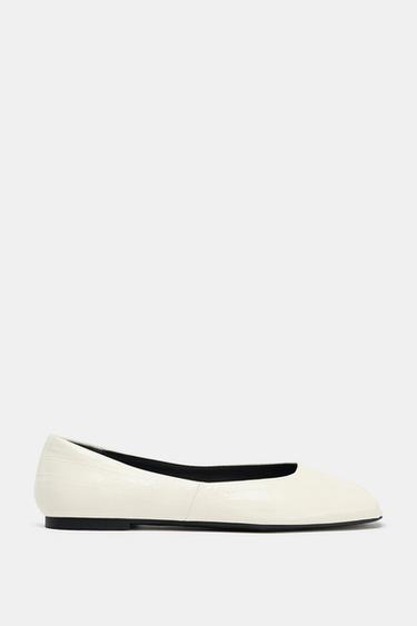 SAPATILHA BICO ABERTO COURO - Branco da Zara - Imagem 0