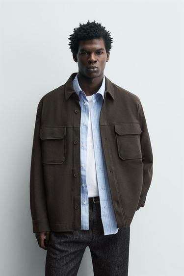 COMFORT TEXTURED OVERSHIRT - Dark brown by Zara