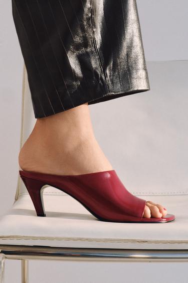 SANDALES EN CUIR MULES ÉDITION LIMITÉE - Rouge de Zara - Image 1