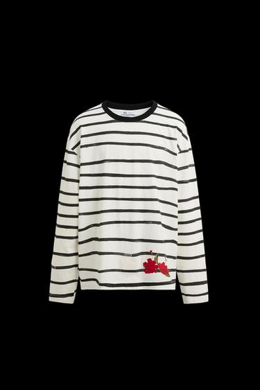 Zara PRINTED STRIPED T-SHIRT © OTIS KWAME KYE QUAICOE - Red