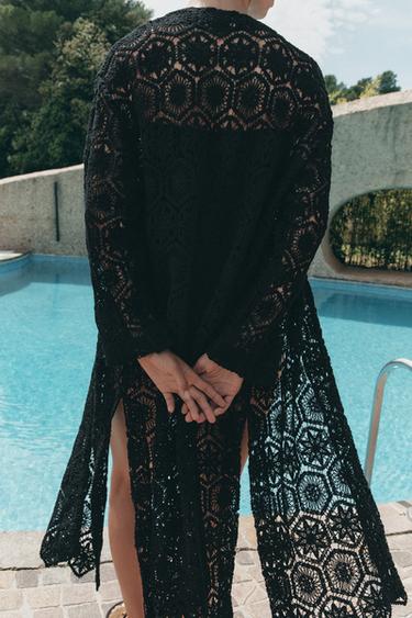 KIMONO LONG CROCHET - Noir de Zara - Image 2
