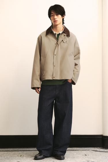 CONTRAST COLLAR TECHNICAL JACKET - Beige by Zara