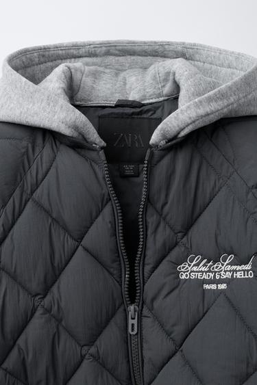 VESTE REMBOURRÉE À CAPUCHE AMOVIBLE - Plomb de Zara - Image 5