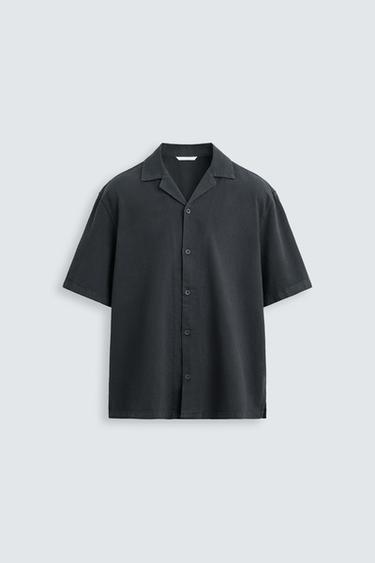 Zara COTTON - LINEN BLEND SHIRT - Charcoal