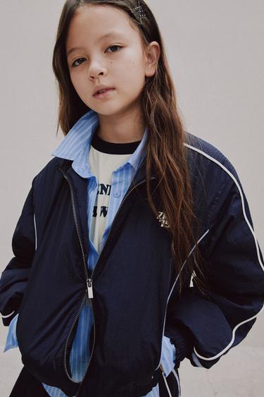 비시 체크 밴드 패딩 점퍼 - Zara 네이비