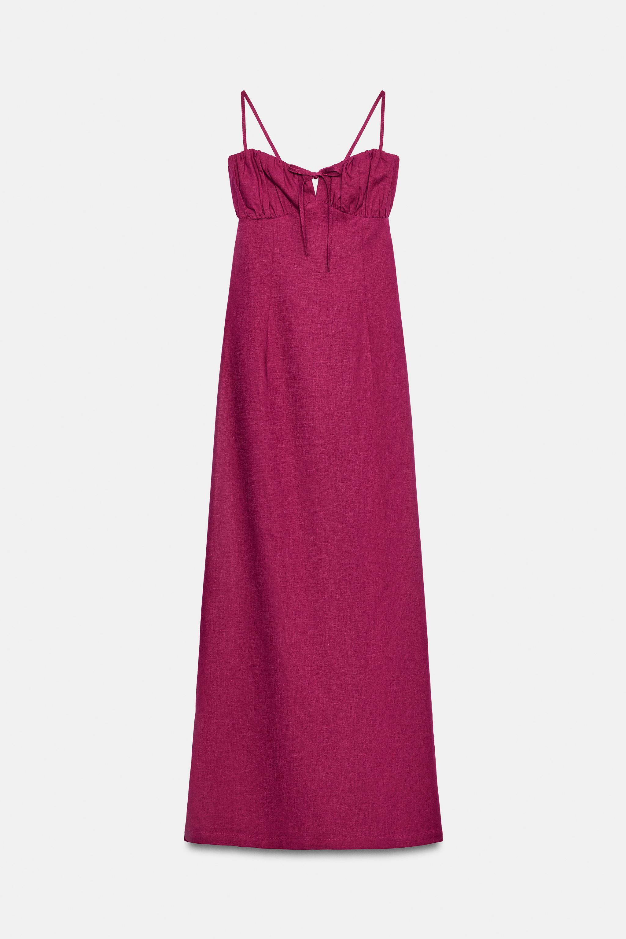 ROBE MIDI À BRETELLES AVEC LIN