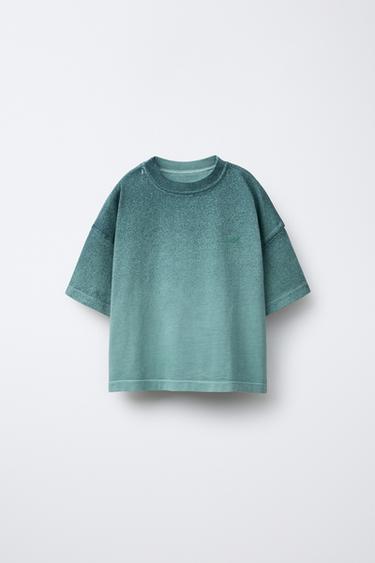 GARMENT DYE LOGO T-SHIRT - Green by Zara - Image 0