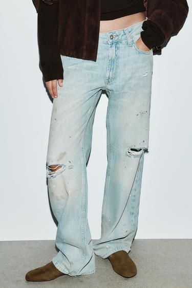 ПРЯМІ ДЖИНСИ TRF З СЕРЕДНЬОЮ ПОСАДКОЮ - Світло-синій Zara