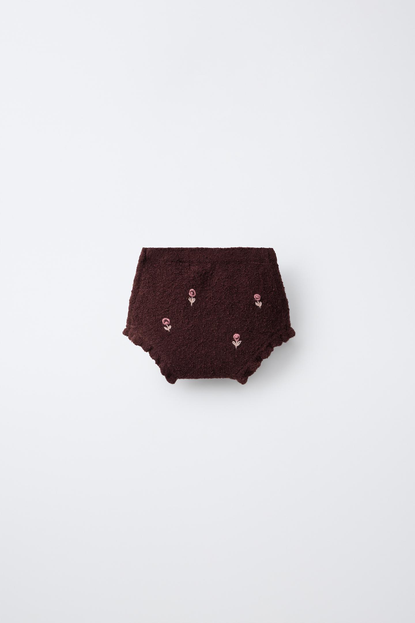 Трусы-брифы Knit Detail для детей, оборки — Zara, цвет: Тёмный бордовый — фото 2