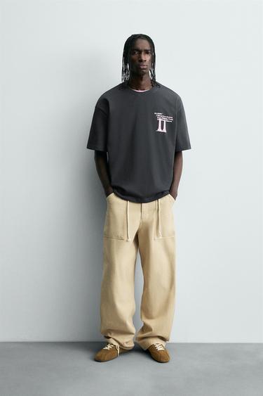 Zara RUBBERIZED PRINT T-SHIRT - Dark anthracite - Image 0