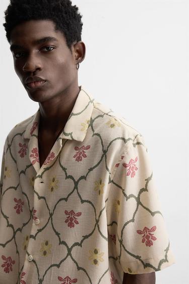 CHEMISE À IMPRIMÉ LOSANGES - Beige de Zara - Image 6