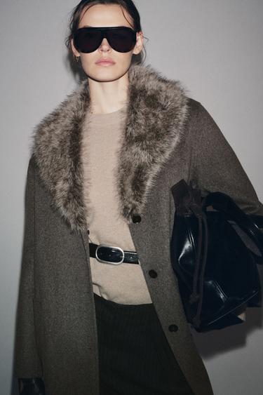 ABRIGO MESTURA LA ZW COLLECTION LIMITED EDITION - Gris toupa de Zara