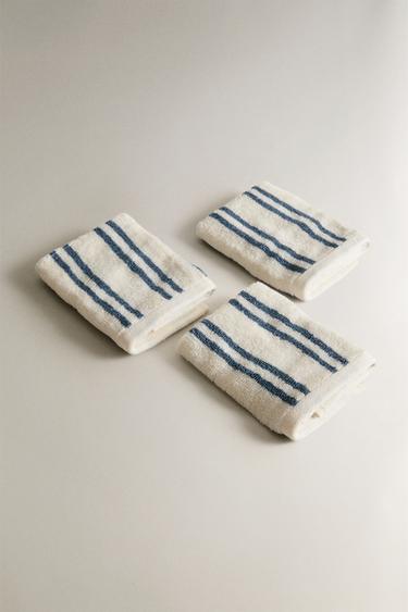 SERVIETTE DOUBLE RAYURE (PACK DE 3) - bleu-poudré de Zara - Image 1