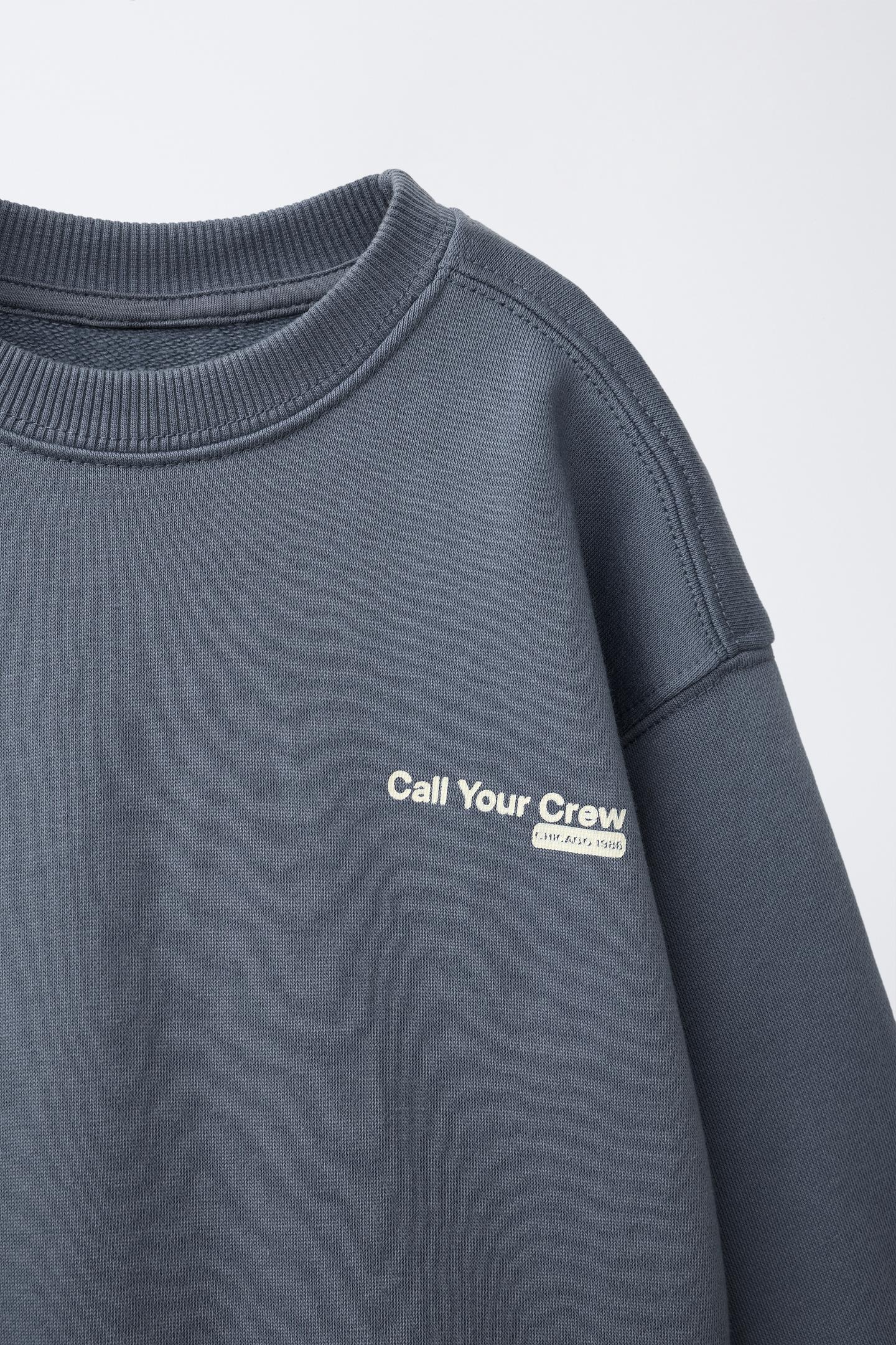 Детский комплект Zara Text Sweatshirt and Jogger Pants Set, цвет: Синий / Стальной — фото 3