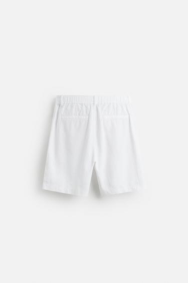 COTTON/LINEN BERMUDA SHORTS - White by Zara - Image 6