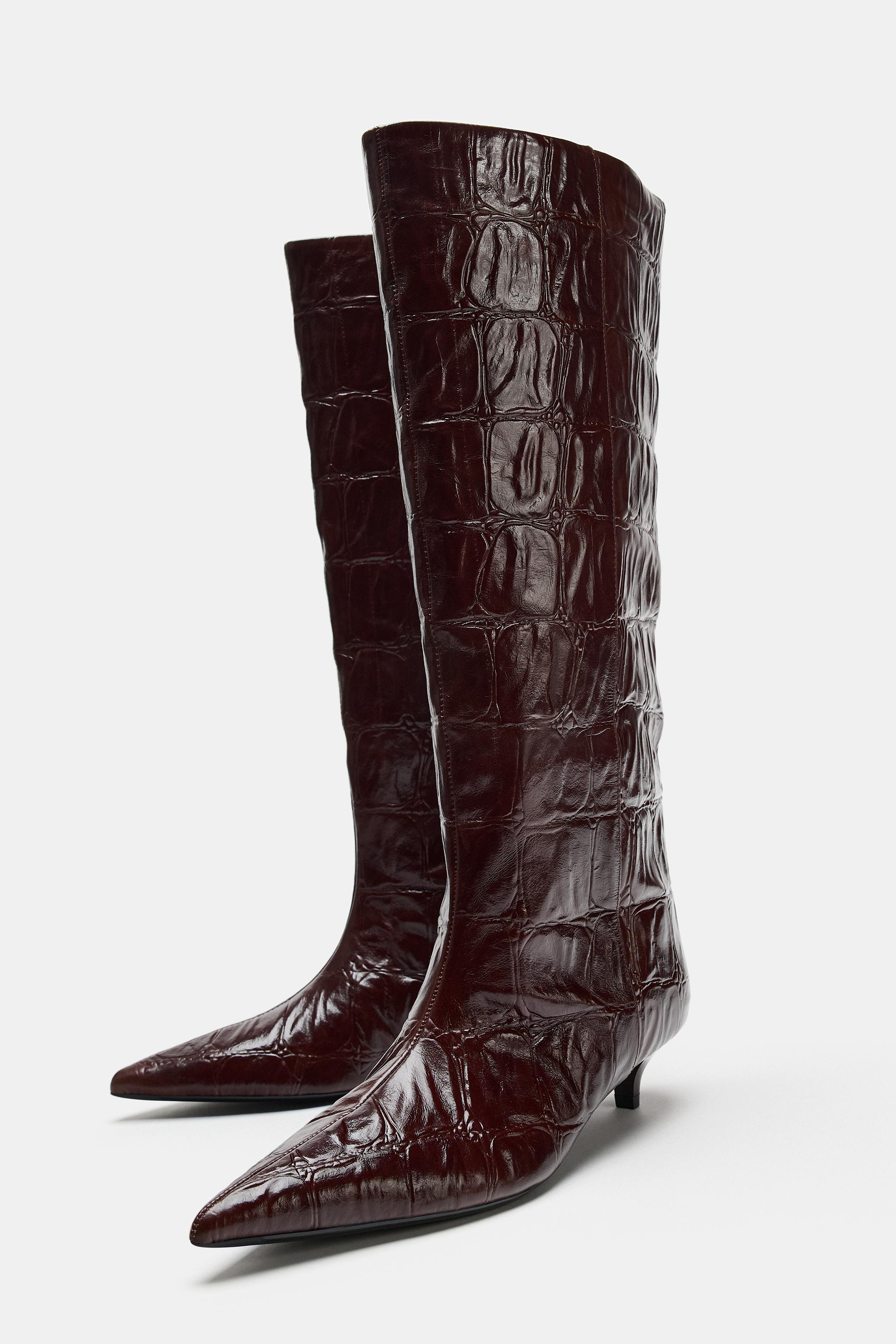 LEATHER ANIMAL PRINT BOOTS