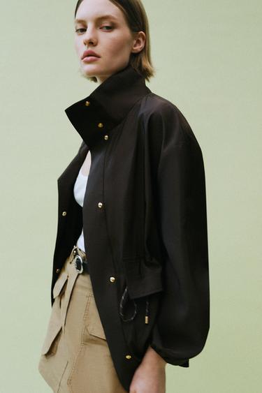 VESTE COL MONTANT TAILLE AJUSTABLE - Marron de Zara - Image 1