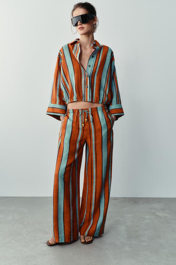 PANTALÓN ANCHO RAYAS - Multicolor de Zara - Imagen 0