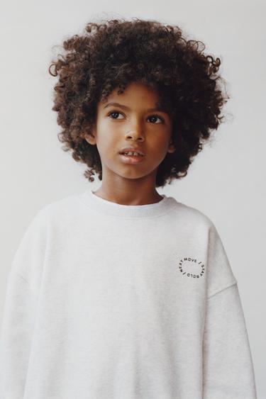 BASIC SWEATSHIRT WITH SLOGAN - Grey marl by Zara