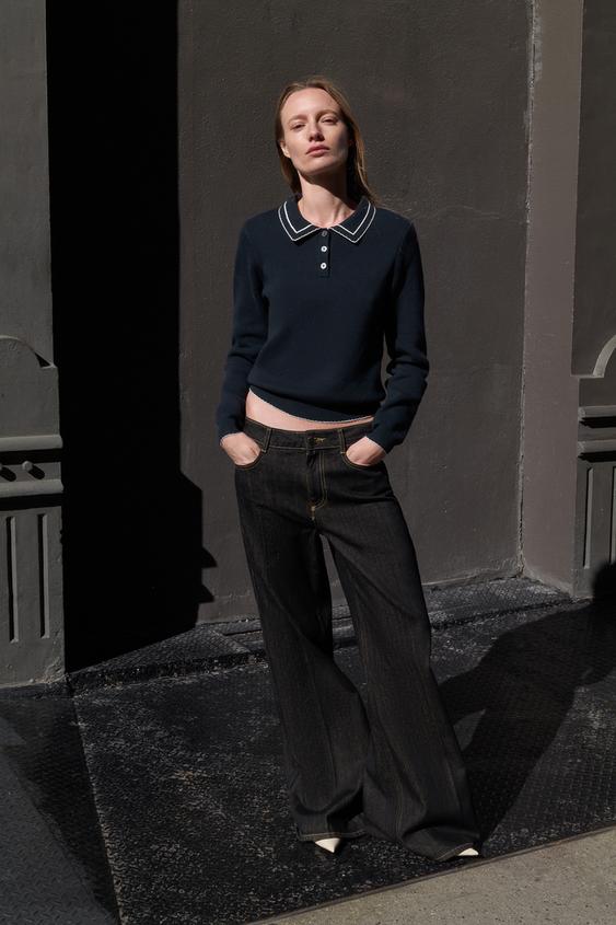 CONTRAST PIPING KNIT POLO SHIRT