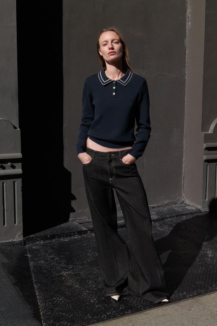 CONTRAST PIPING KNIT POLO SHIRT