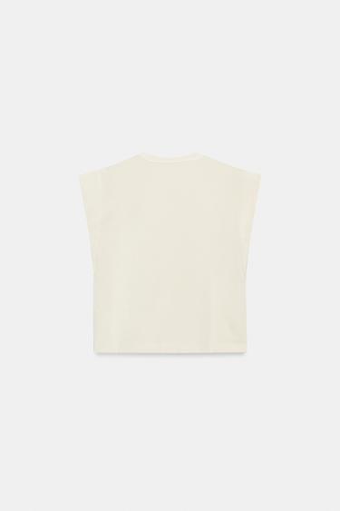 COTTON DROP SLEEVE T-SHIRT - Ecru by Zara - Image 5