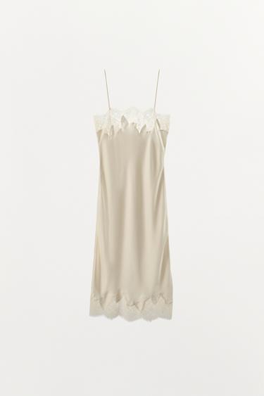 LACE CAMISOLE MIDI DRESS - Ecru by Zara - Image 4