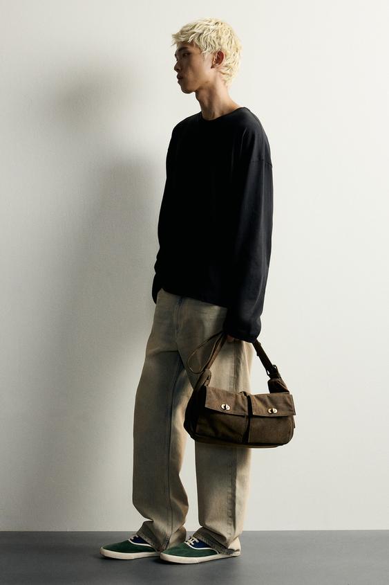 SAC PORTÉ ÉPAULE EN TISSU - Marron de Zara - Image 0