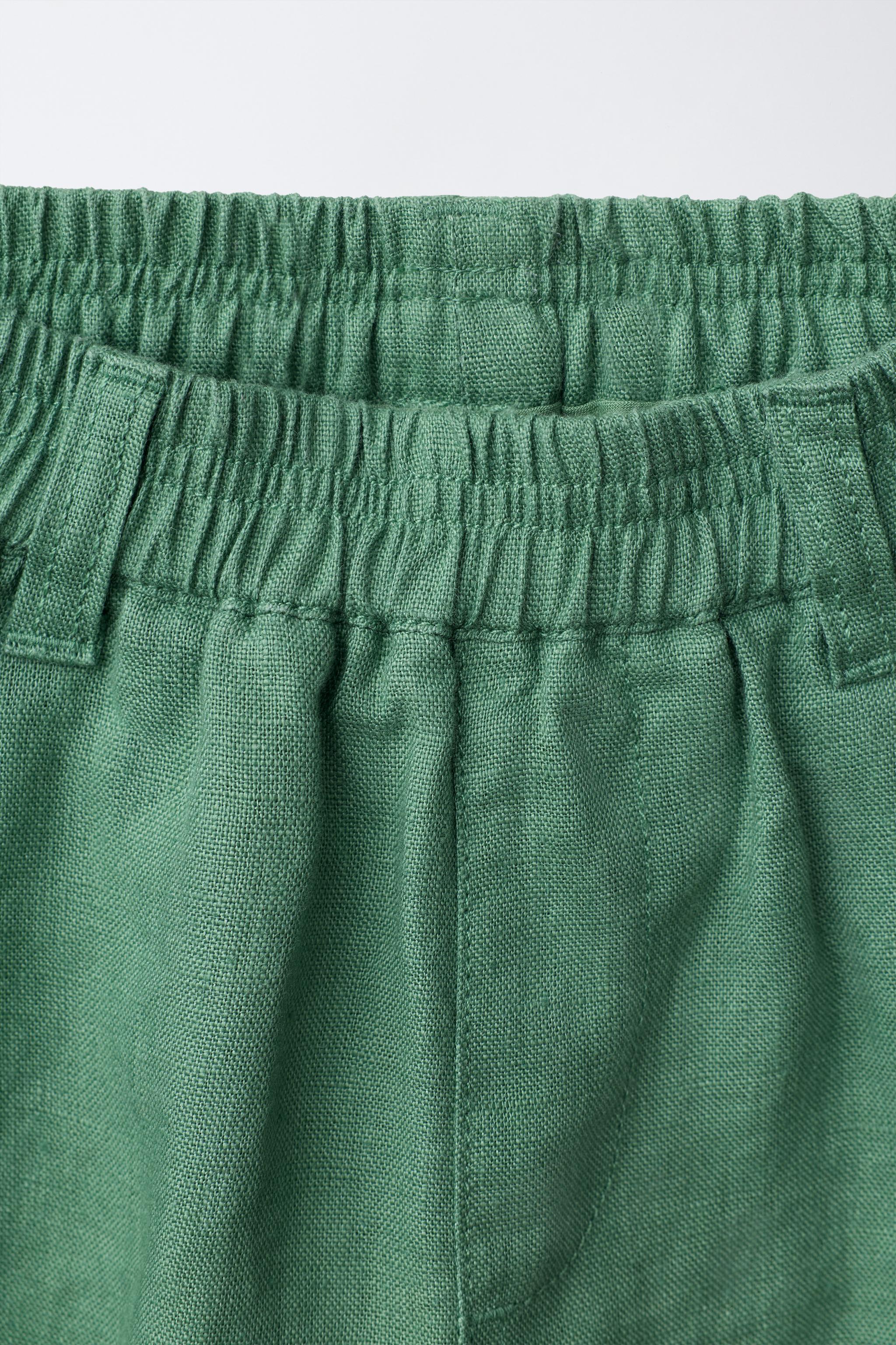 EMBROIDERED 100% LINEN SHORTS