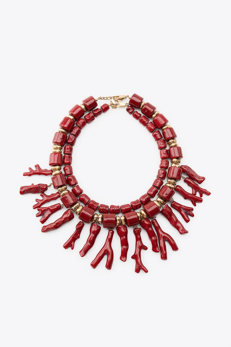 PACK OF 2 CORAL NECKLACES WITH RESIN