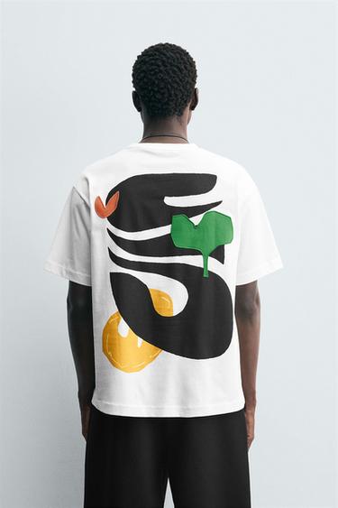 CONTRAST PATCH T-SHIRT - White by Zara