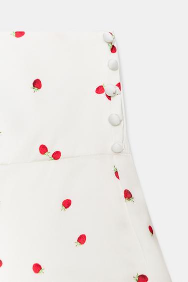 STRAWBERRY PRINT RUFFLE MINI SKIRT - Ecru / Red by Zara - Image 6