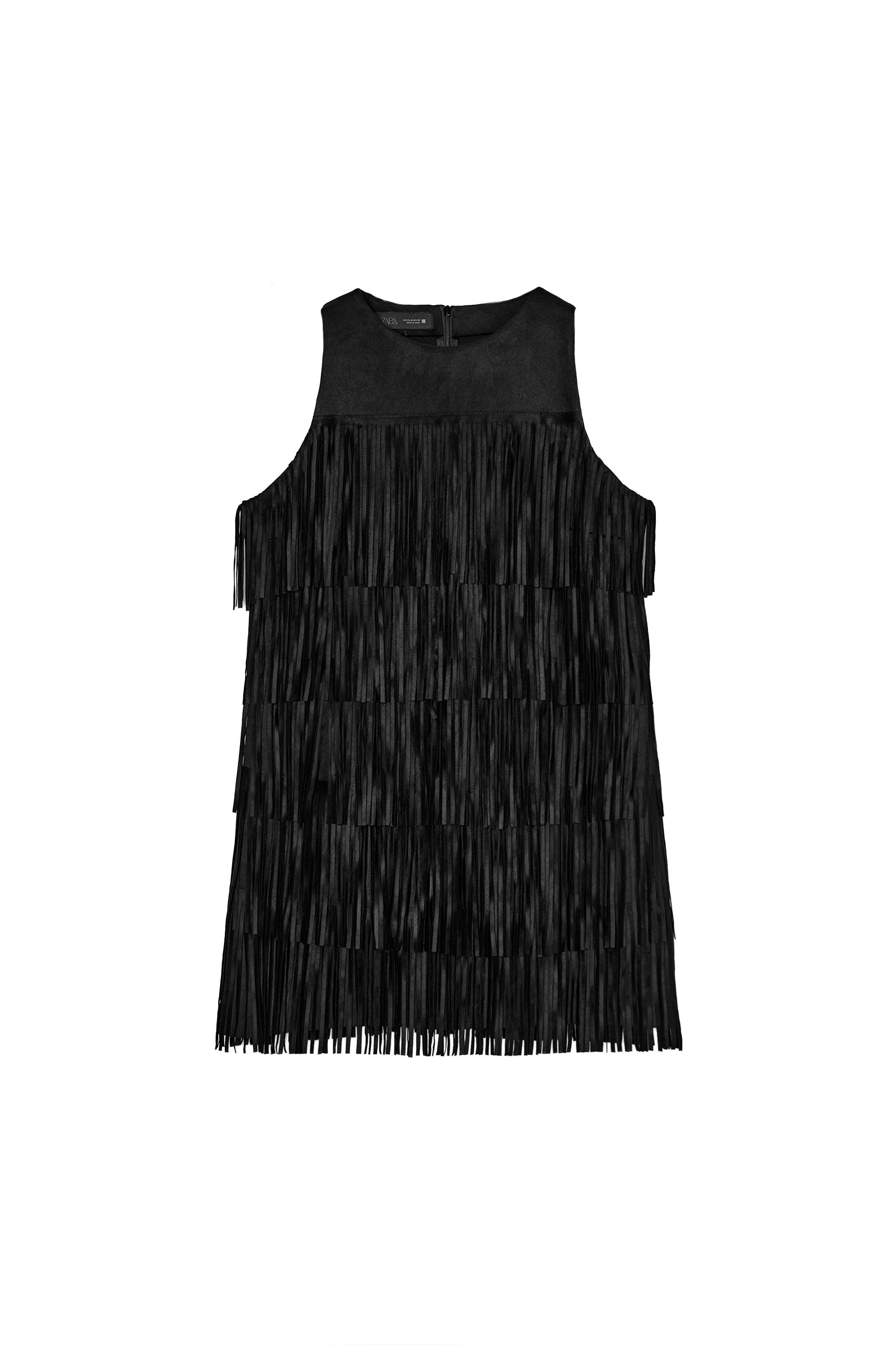 ZIMBALI PÜSKÜLLÜ SUNİ SÜET ELBİSE