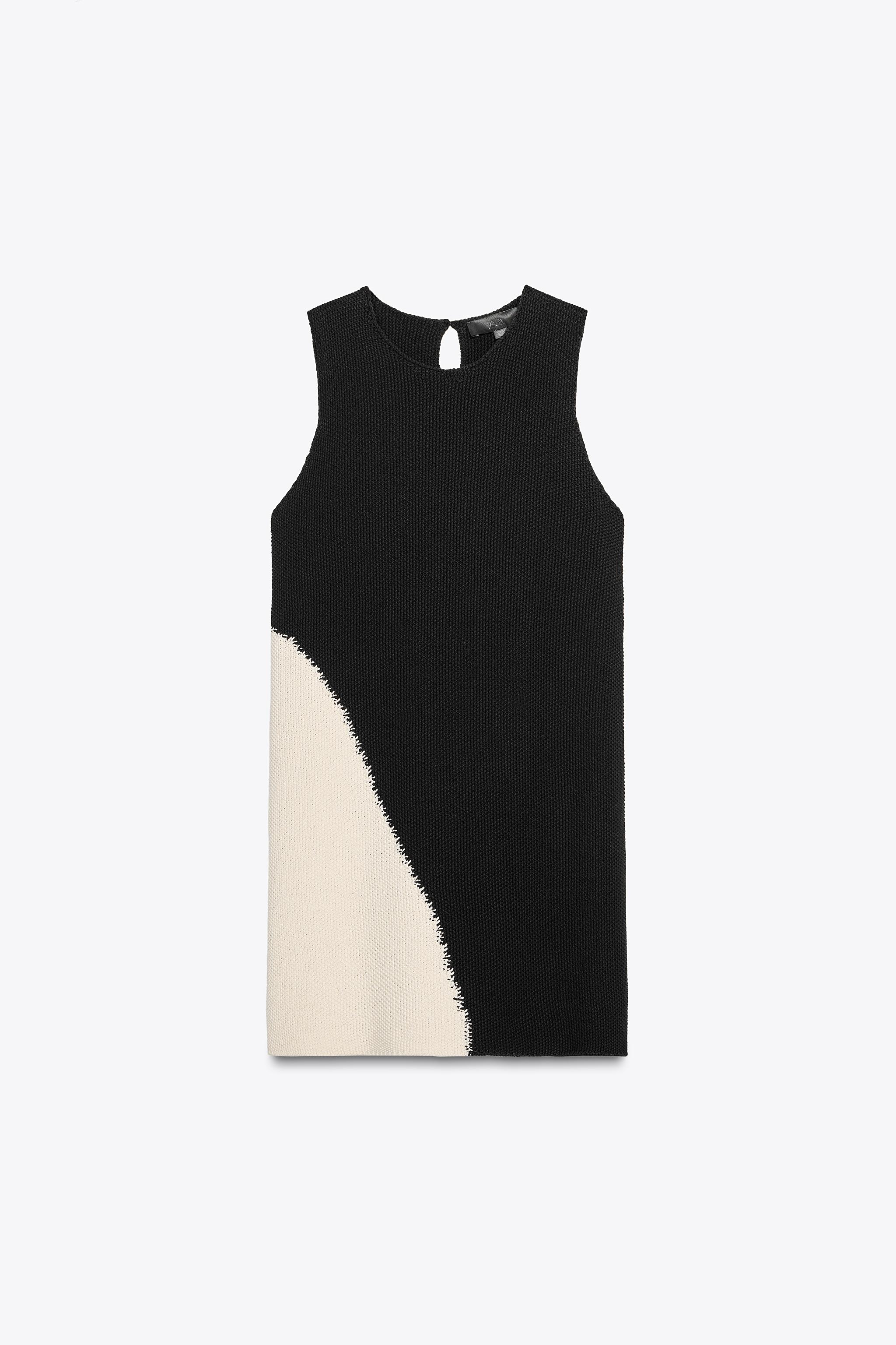 ショート丈ニットワンピース - エクリュ/ブラック | ZARA Japan