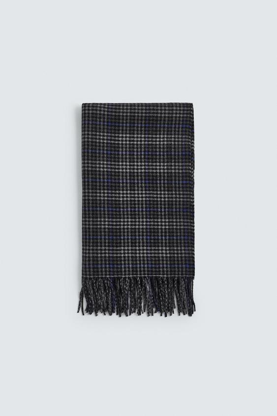 PLAID FRINGE SCARF