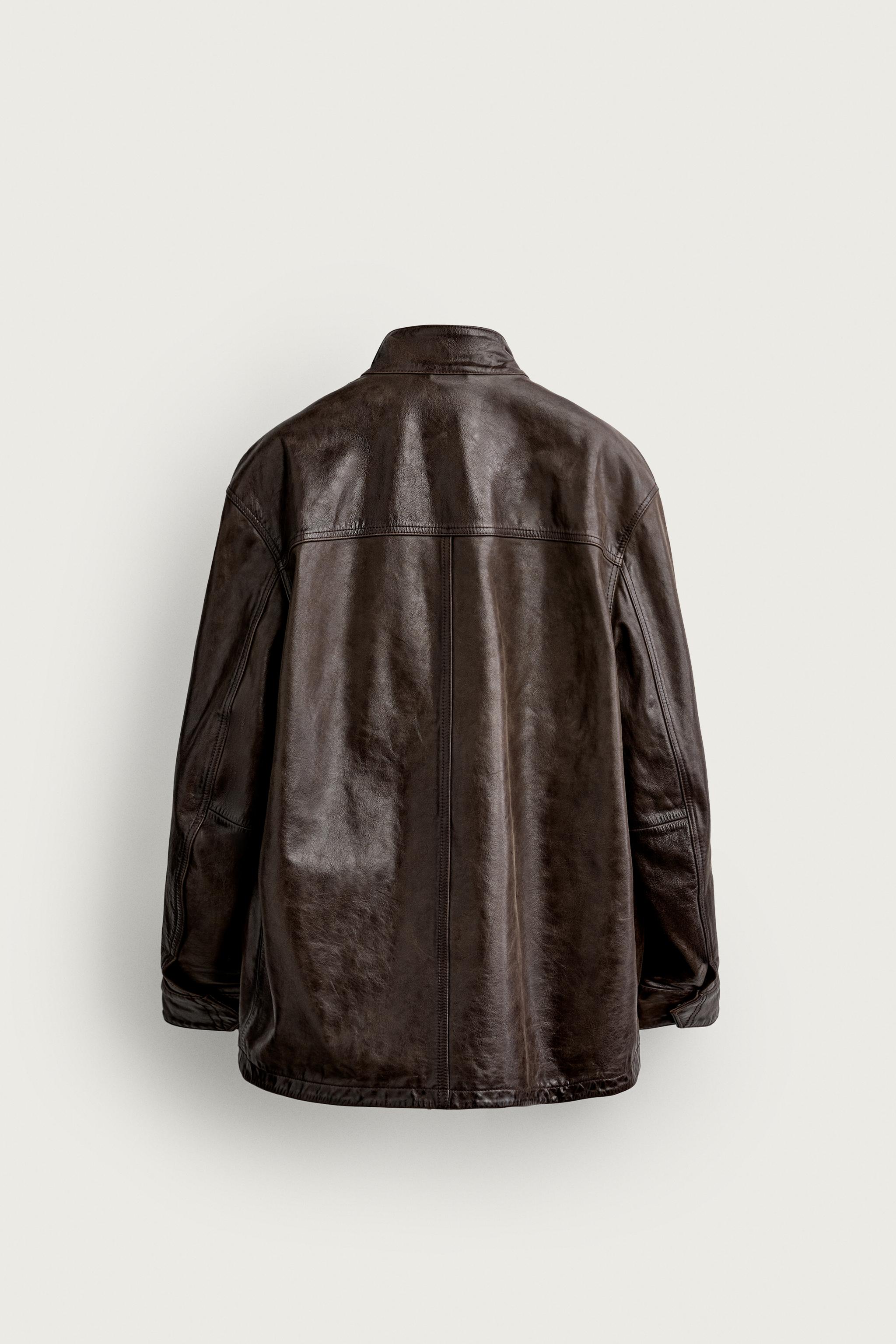 BLOUSON EN CUIR À POCHES UTILITY
