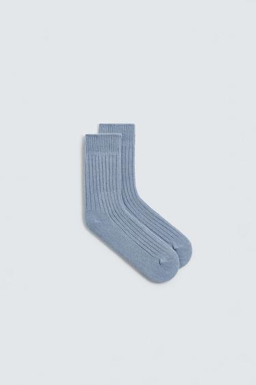 CHAUSSETTES À STRUCTURE CANNELÉE - Bleu ciel de Zara